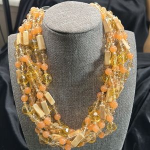 #35 Vintage Torsade Necklace From Joan Rivers, Champaign, Peach and Soft Yellow